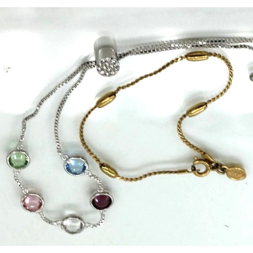 AVON & IBB bracelets 6" Avon gold tone, IBB 6" - 10" silver tone, crystals EUC